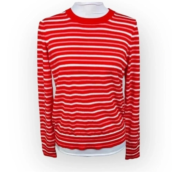Michael Michael Kors Red and White Stripes Crew Neck Knit Pullon Size S - Picture 1 of 13